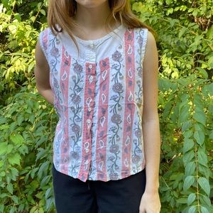 Vintage High Advantage Paisley / Floral Button Up Tank - S (fits like M/L)